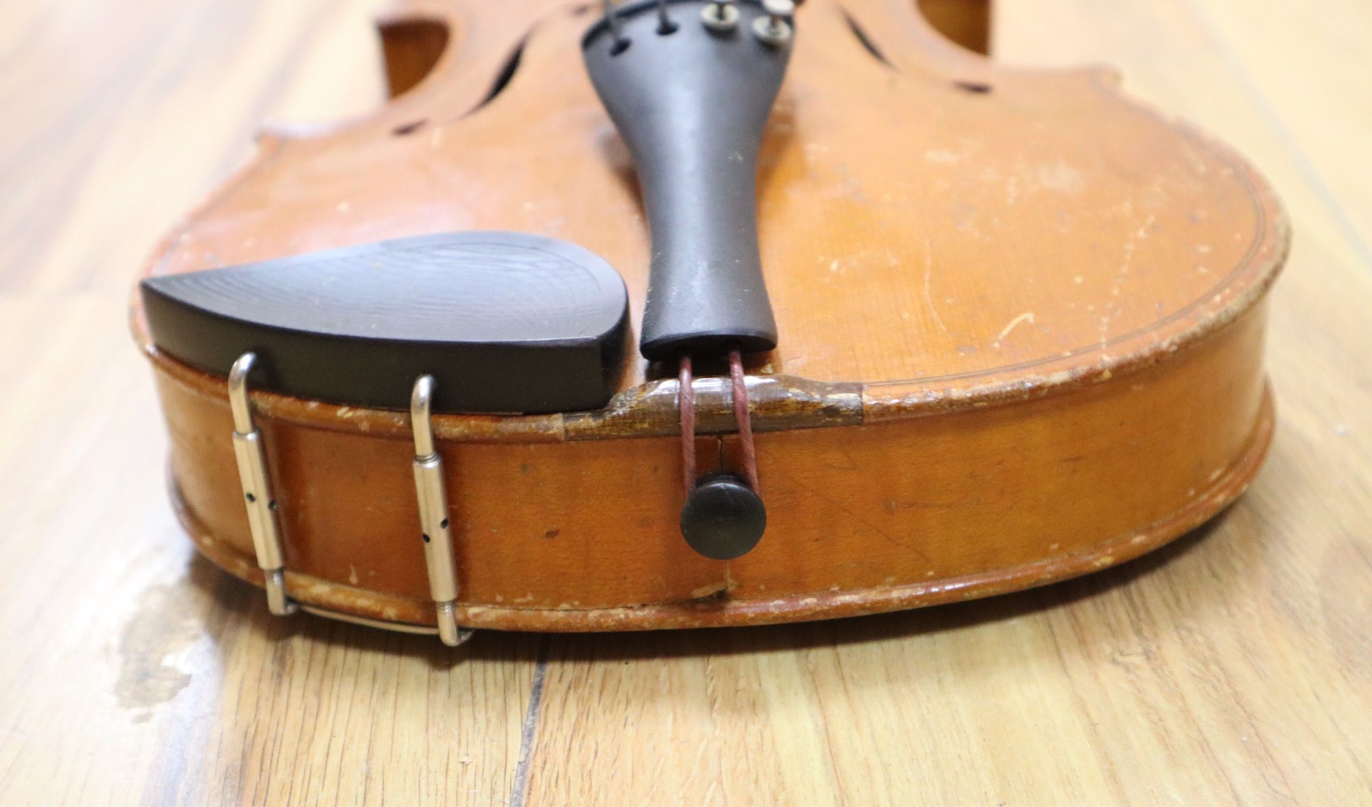 A 3/4 size violin, labelled Stradavarius, cased